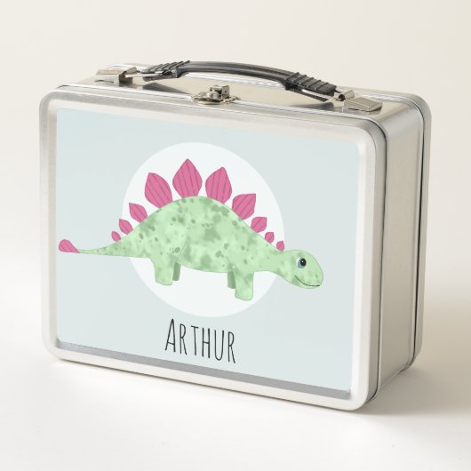 Lunch Box Garçons Bleu Cute Stegosaurus Dinosaur Cartoon Enf (Devant)