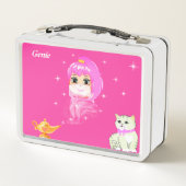 Lunch Box Génie mignon, lampe magique, chat & étoiles en ros (Dos)