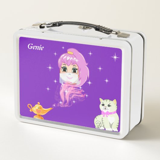 Lunch Box Génie mignon, lampe magique, chat & étoiles sur vi (Dos)