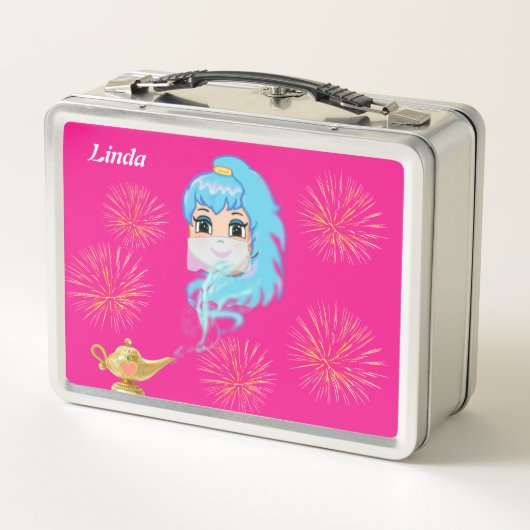 Lunch Box Génie mystique mignon, lampe magique et feux d'art (Dos)
