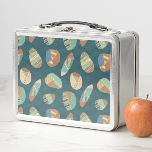 Lunch Box Geo extérieur XII motif géométrique bleu et vert (En situation)