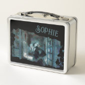 Lunch Box Ghost Girl in Blue – Haunting Surreal Art (Dos)