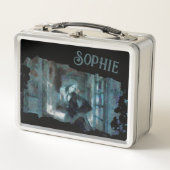 Lunch Box Ghost Girl in Blue – Haunting Surreal Art (Devant)