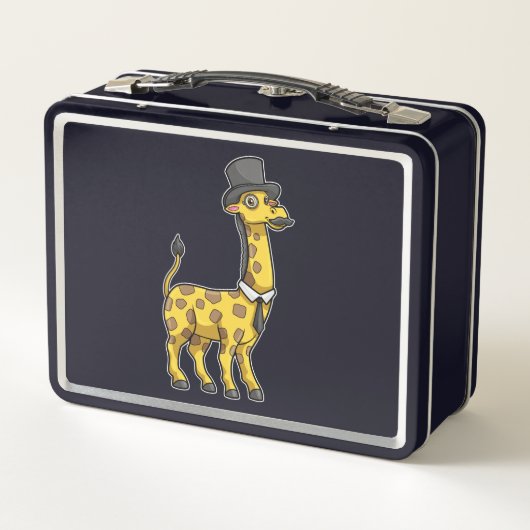 Lunch Box Giraffe en Gentleman avec Casquette, Cravate et Mo (Dos)