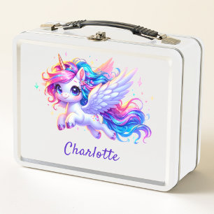 Lunch Box Girls Magical Unicorn Rainbow Kids Personnalisé