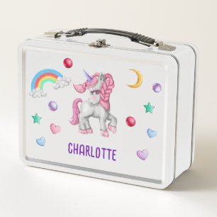 Lunch Box Girls Magical Unicorn Rainbow Kids Personnalisé