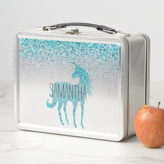 Lunch Box Girly Aqua Parties scintillant Unicorn (En situation)