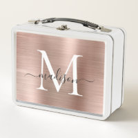 Glam Girly Rose or brossé métal monogramme Script