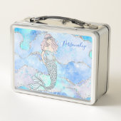 Lunch Box Glam Parties scintillant argent bleu sirène person (Dos)