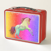 Lunch Box Glittery Rainbow Unicorn Personnalisé (Dos)