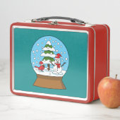 Lunch Box Globe de neige avec le cardinal Snowman et Pine Tr (En situation)