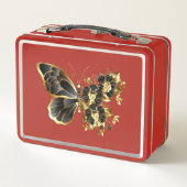 Lunch Box Gold flower Butterfly with Black Orchid (Dos)