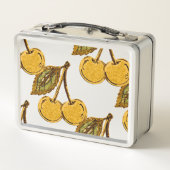 Lunch Box Golden Metallic Cherries Pattern (Dos)