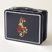Lunch Box Golden Treble Clef avec fleurs Roses (Dos)