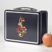 Lunch Box Golden Treble Clef avec fleurs Roses (En situation)