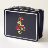 Lunch Box Golden Treble Clef avec fleurs Roses (Devant)