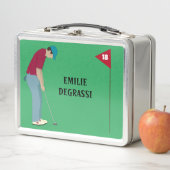 Lunch Box Golfer Putting Ball Thème Vert (En situation)