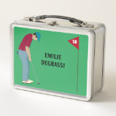 Lunch Box Golfer Putting Ball Thème Vert (Devant)