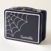Lunch Box Goth Spiderweb Noir et Blanc Personnalisé (Devant)