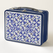 Lunch Box Gouttelette Brillante Bleue Avec Texte (Devant)