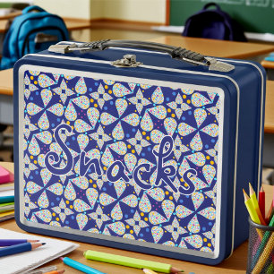 Lunch Box Gouttelette Brillante Bleue Avec Texte