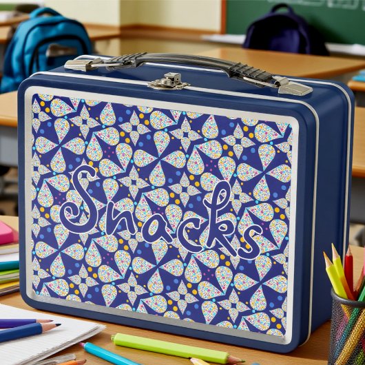 Lunch Box Gouttelette Brillante Bleue Avec Texte