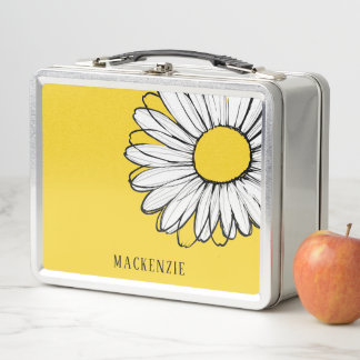 Lunch Box Grande Fleur de Marguerite Nom Personnalisé