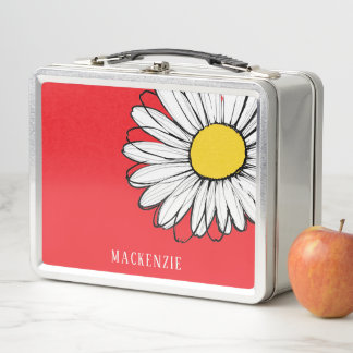 Lunch Box Grande Fleur de Marguerite Nom Personnalisé