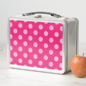 Lunch Box Grands points rétro, Fuchsia et Pastel Pink (En situation)