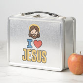 Lunch Box Graphique chrétien vintage j'aime Jésus (En situation)