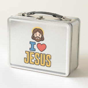 Lunch Box Graphique chrétien vintage j'aime Jésus