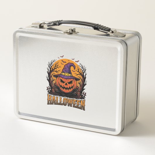 Lunch Box Graphisme de chapeau de sorcière de citrouille Hal (Devant)