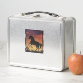 Lunch Box Gravure occidentale silhouette de cheval au couche (En situation)