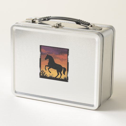 Lunch Box Gravure occidentale silhouette de cheval au couche (Devant)