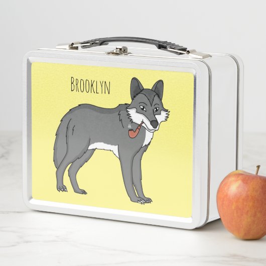 Lunch Box Gray wolf with pipe cartoon (En situation)