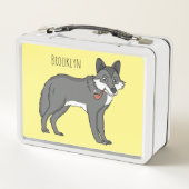 Lunch Box Gray wolf with pipe cartoon (Dos)