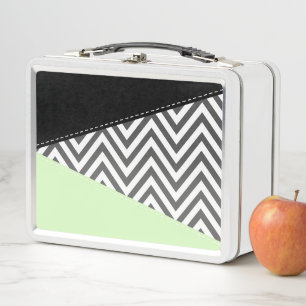 Lunch Box Gray Zigzag, Gray Chevron, Zigzag Pattern, Mint