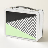Lunch Box Gray Zigzag, Gray Chevron, Zigzag Pattern, Mint (Dos)