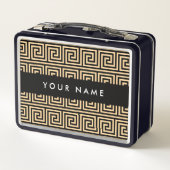 Lunch Box Grec Meander Key Brown, Votre Nom, Personnaliser (Dos)