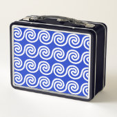 Lunch Box Grec Meander Key Waves Motif Bleu (Dos)