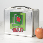Lunch Box Green Abstraction with Twisted Red Square (En situation)