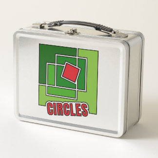 Lunch Box Green Abstraction with Twisted Red Square
