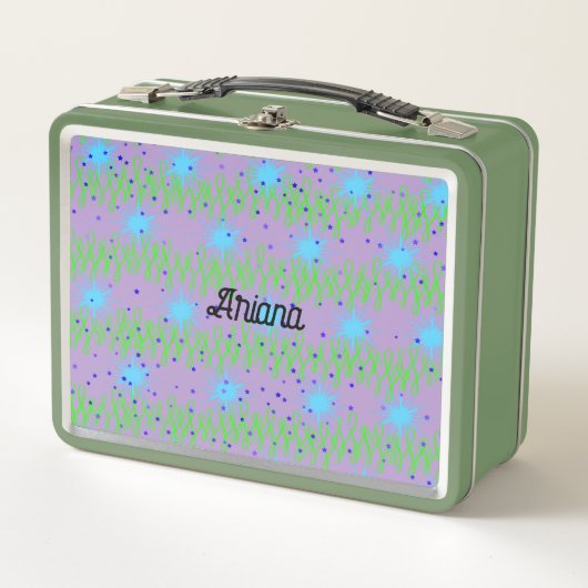 Lunch Box Green avec étoiles bleues pour enfants o (Devant)