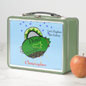 Lunch Box Green Dinosaur vaisseau spatial Yeux Brown Étoiles (En situation)