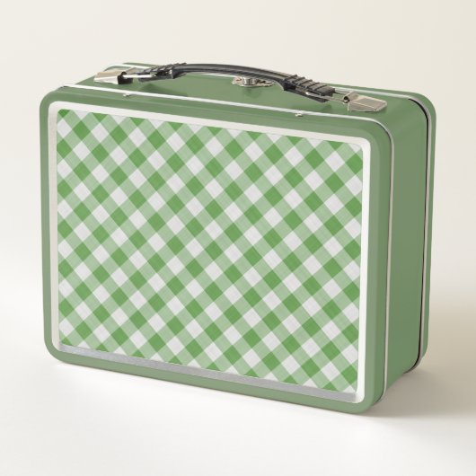 Lunch Box Green White En vichy Plaid À damiers Motif (Dos)