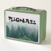 Lunch Box Green Wooden Deer Rustic Pays Personnalisé (Dos)