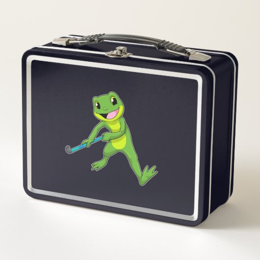 Lunch Box Grenouille à Hockey avec chauve-souris de hockey (Devant)