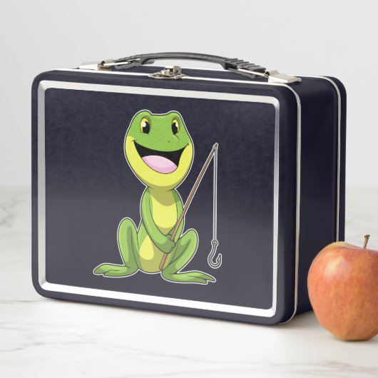 Lunch Box Grenouille à la pêche avec canne à pêche (En situation)