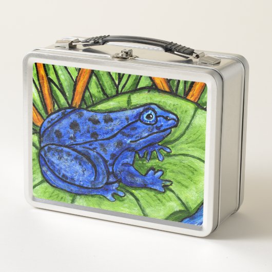 Lunch Box Grenouille bleue tachetée sur Lily Pad Plantes de  (Devant)