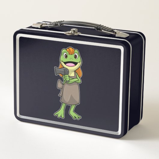 Lunch Box Grenouille coiffeur avec sèche-cheveux (Devant)
